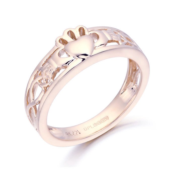 Rose Gold Claddagh Ring with sleek 