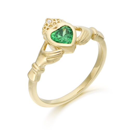 9ct Gold CZ Claddagh Ring-CL53CL