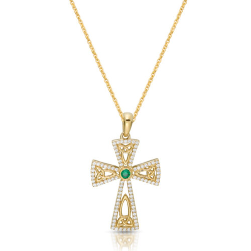 9ct Gold CZ Celtic-Cross-Pendant-C142CL